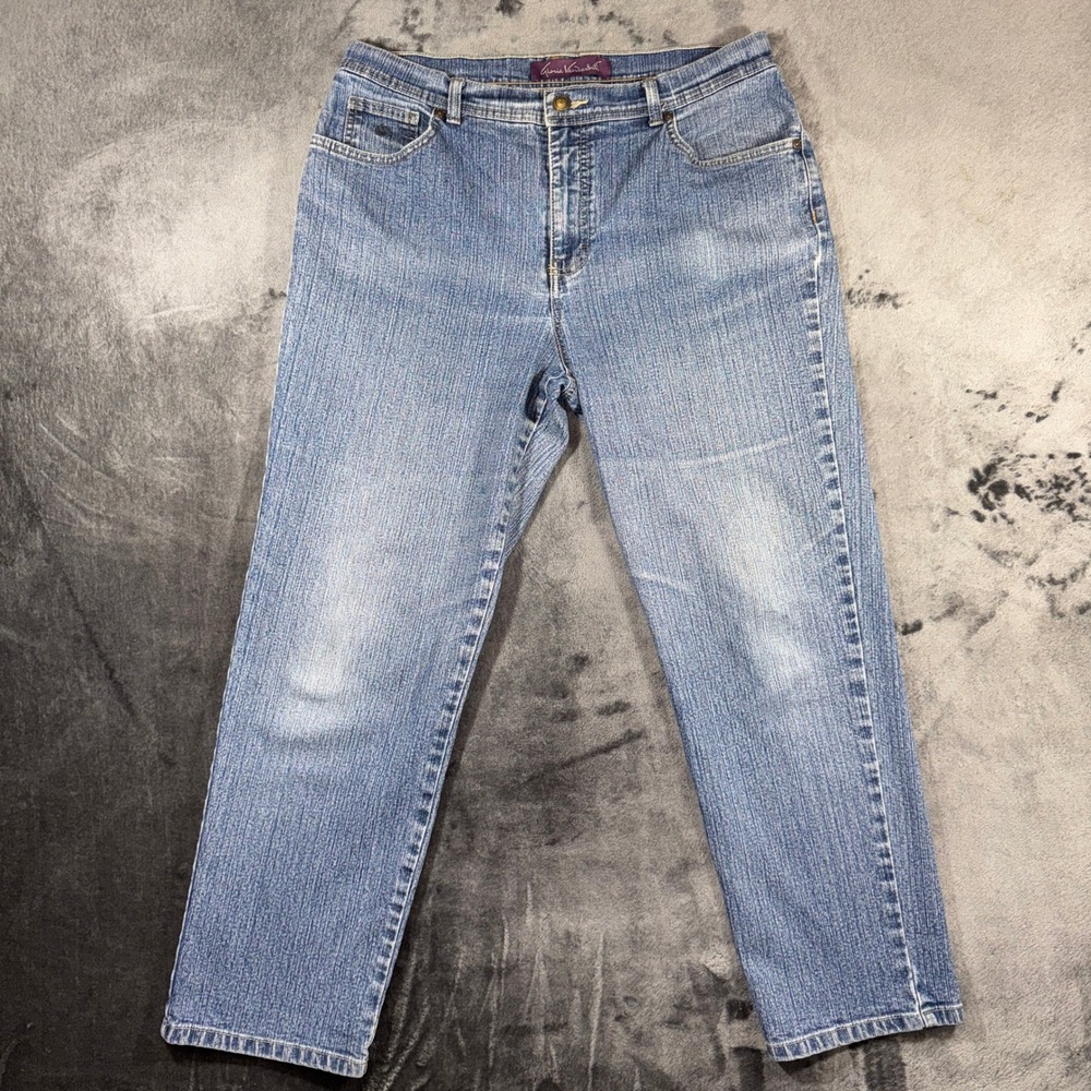 Gloria Vanderbilt Amanda High Rise Straight Leg Jeans Blue 14 Short B11010R